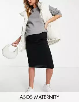 Черная юбка-карандаш из джерси ASOS DESIGN Maternity