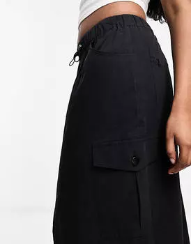 Черная юбка макси с карго и карманами Miss Selfridge