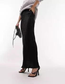 Черная юбка макси с косым зигзагом Topshop