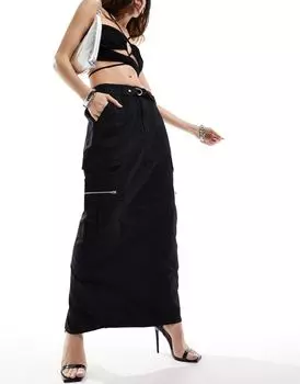 Черная юбка миди карго River Island