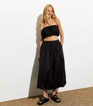 Черная юбка-миди с объемным подолом New Look, черный