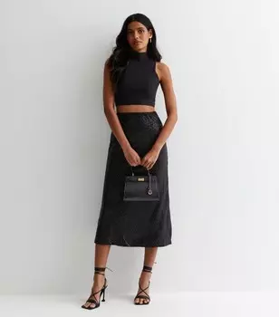 Черная юбка миди с пайетками Gini London Gini London, черный