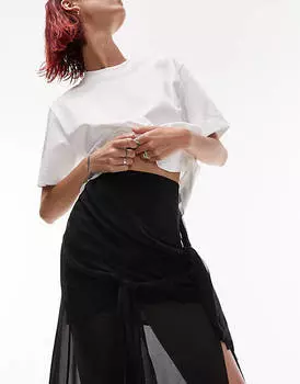 Черная юбка миди с узлом Topshop Tall