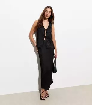 Черная юбка-миди с жатым эффектом New Look, черный