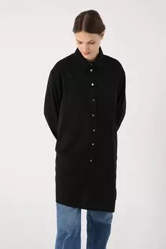 Черная юбка, туника с рубашечным воротником и асимметричным разрезом ALL DAY