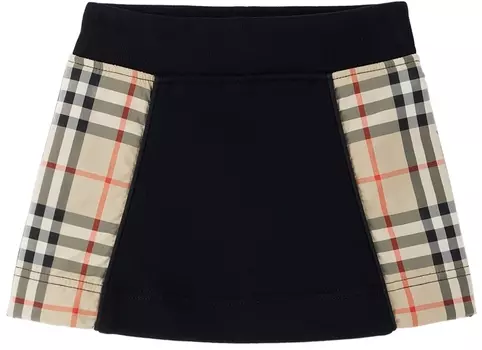Черная юбка в клетку в клетку Baby Baby со вставками Burberry