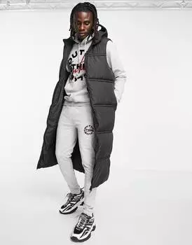 Черная удлиненная дутая куртка с капюшоном ASOS DESIGN