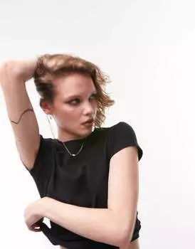 Черная удлиненная повседневная футболка Topshop