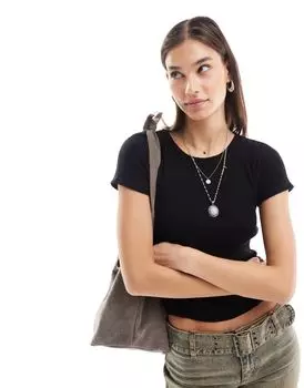 Черная укороченная детская футболка Free People