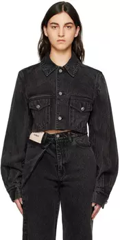 Черная укороченная джинсовая куртка BONBOM