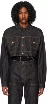 Черная укороченная джинсовая куртка Moschino