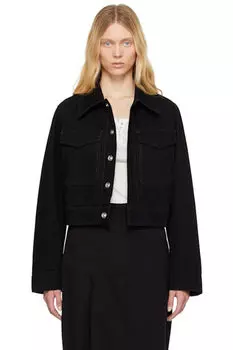 Черная укороченная джинсовая куртка с двумя карманами LEMAIRE