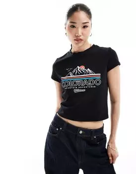 Черная укороченная футболка ASOS с графическим принтом «Колорадо»