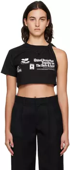 Черная укороченная футболка Courreges