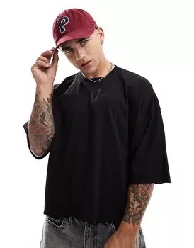Черная укороченная футболка оверсайз ASOS DESIGN