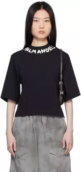Черная укороченная футболка с логотипом Palm Angels