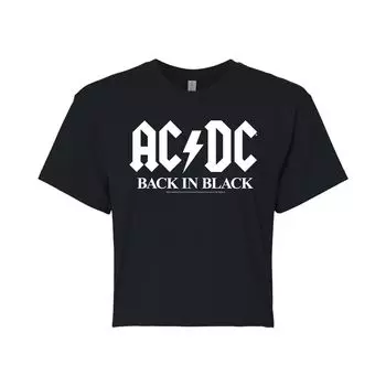 Черная укороченная футболка с рисунком AC/DC Back для юниоров Licensed Character