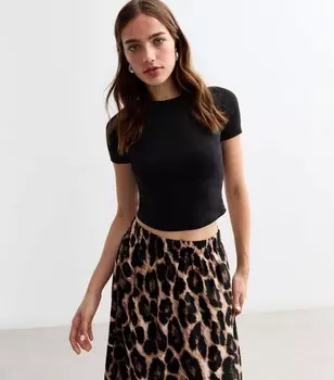 Черная укороченная хлопковая мини-футболка New Look, черный