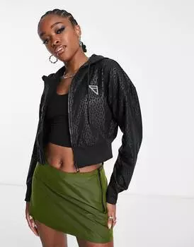 Черная укороченная худи с логотипом HUGO