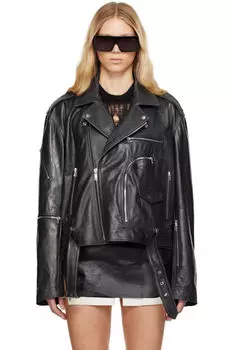 Черная укороченная куртка Humbo Bauhaus Stooges из кожи Hollywood Rick Owens
