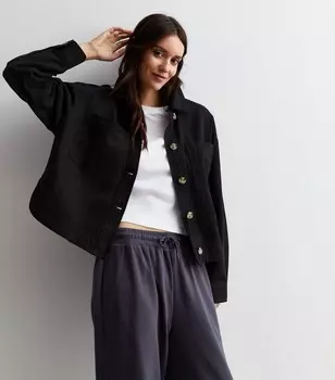 Черная укороченная куртка из хлопка с карманами спереди New Look, черный