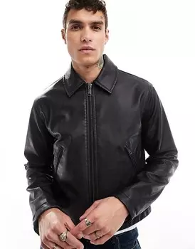 Черная укороченная куртка из искусственной кожи Weekday Denzel