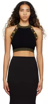 Черная укороченная майка Balmain