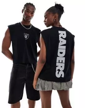 Черная укороченная майка унисекс свободного кроя с принтом Raiders ASOS DESIGN