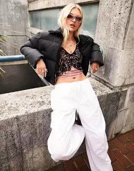 Черная укороченная пуховая куртка ASOS DESIGN