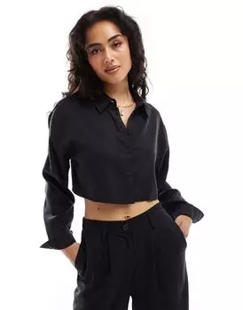 Черная укороченная рубашка ASOS DESIGN — часть комплекта