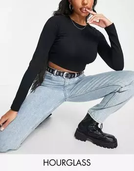 Черная укороченная рубашка с длинными рукавами ASOS Hourglass