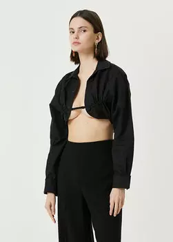 Черная укороченная рубашка с полоской спереди Jacquemus