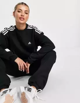 Черная укороченная толстовка с тремя полосками adidas Training adidas performance