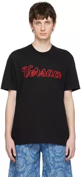 Черная университетская футболка Versace