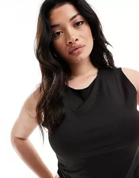 Черная узкая майка с вырезом-лодочкой ASOS DESIGN Curve