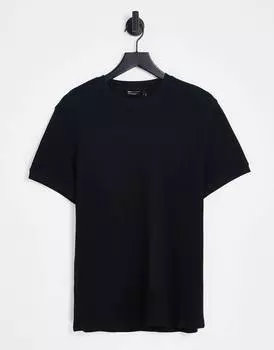 Черная вафельная футболка ASOS DESIGN
