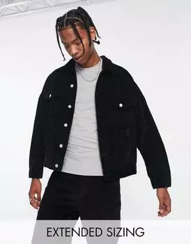 Черная вельветовая куртка свободного кроя ASOS DESIGN co-ord