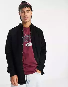 Черная вельветовая рубашка оверсайз в стиле 90-х годов ASOS