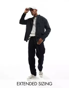 Черная вельветовая рубашка оверсайз в стиле 90-х ASOS DESIGN