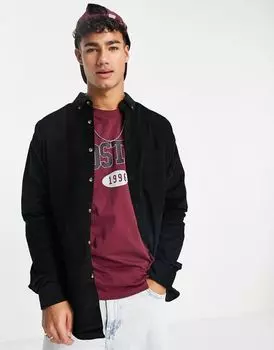 Черная вельветовая рубашка оверсайз в стиле 90-х ASOS