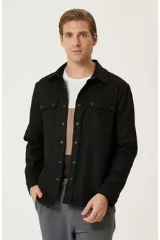 Черная верхняя рубашка с узором «елочка» Network, черный