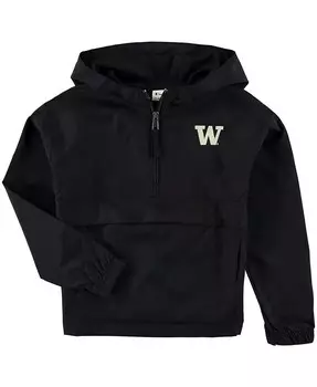 Черная ветровка Washington Huskies Pack and Go для мальчиков и девочек с молнией до четверти Champion, черный