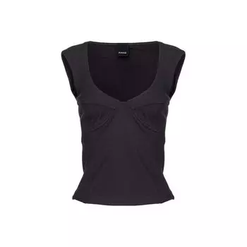 Черная вискозная футболка Pinko, черный
