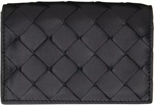 Черная визитница Bottega Veneta, цвет Black gold