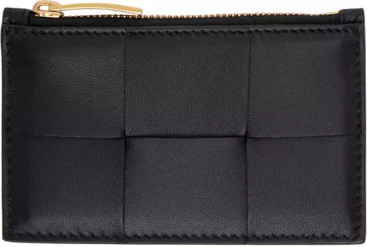 Черная визитница на молнии Bottega Veneta
