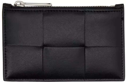 Черная визитница на молнии Bottega Veneta
