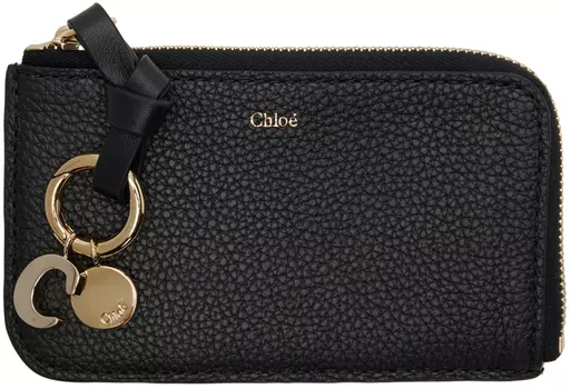 Черная визитница на молнии с алфавитом Chlo