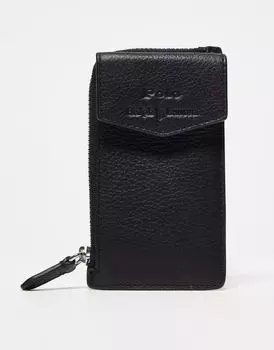 Черная визитница с логотипом и карманом для монет Polo Ralph Lauren
