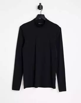 Черная водолазка из джерси с длинными рукавами ASOS DESIGN