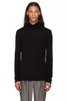 Черная водолазка из тонкой мериносовой шерсти Rhe